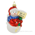 Christmas Ornaments colored snowman with sign glass christmas ornament Factory